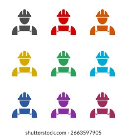 Construction Worker icon isolated on white background. Set icons colorful
