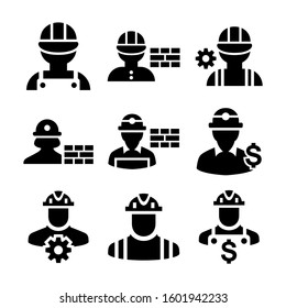 construction worker icon isolated sign symbol vector illustration - Collection of high quality black style vector icons
