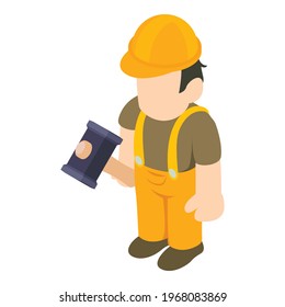 Construction worker icon. Isometric illustration of construction worker vector icon for web