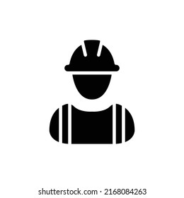 Construction worker icon. Labor, builder, employee, hardhat concept. Simple solid style. Glyph vector design illustration isolated on white background. EPS 10.