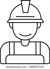 Bauarbeitersymbol. Arbeit, Bauer, Mitarbeiter, Hardhat-Konzept. Umriss-Stylesheets Linie, Vektordesign-Illustration einzeln auf transparentem Hintergrund. Avatar des Vektorpersonalprofils.