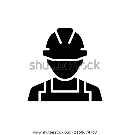 Construction worker icon. Labor, builder, employee, hardhat concept. Simple solid style. Glyph vector design illustration isolated on white background. EPS 10.