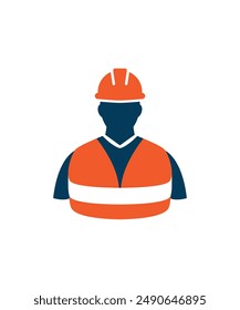 Construction worker icon logo design template
