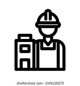 construction worker icon or logo isolated sign symbol vector illustration - high quality black style vector icons
