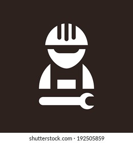 Construction worker icon on dark background