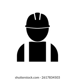 Construction worker icon on white background.