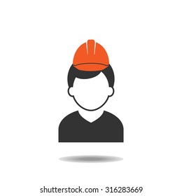Construction worker icon on white background : logo vector