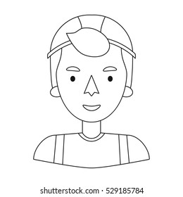 Construction worker icon in outline style isolated on white background. People of different profession symbol stock vector illustration.