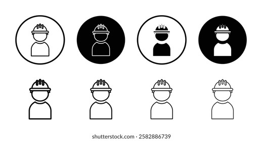 Construction worker icon Outline thin set pack series
