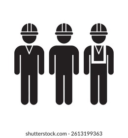 Construction Worker Icon Representing Labor, Safety, and Industrial Workforce Editable Vector Illustration isolated on a white background