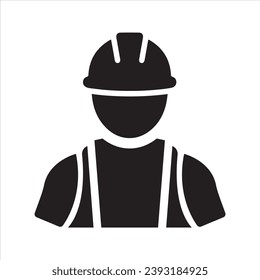 Icono de trabajador de construcción. Icono de casco de seguridad y chaqueta