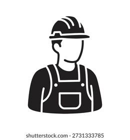 Icono del trabajador de la construcción con el casco de seguridad para el constructor industrial un símbolo para el perfil del ingeniero y la profesión laboral