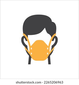 Construction worker icon. Safety man icon. Safety mask icon. Vector illustration