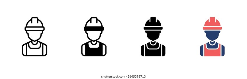 Coleção de vários estilos da folha de ícone do trabalhador de construção