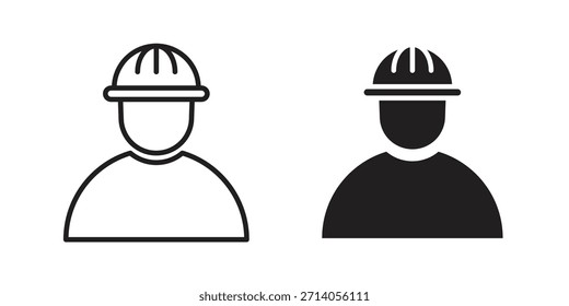 Construction worker icon silhouette vector designs. Editable Strokes
