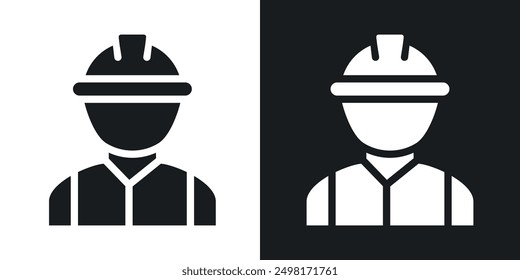 Construction worker icon in solid style