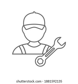 Construction Worker icon vector, Engineering simple icon template, Creative Setting icon design, Illustration