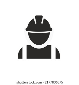 Construction worker icon vector Person profile avatar with helmet and jacket for graphic design, logo, web site, social media, mobile app, ui illustration