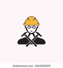 construction worker, the icon of a construction worker who is active and always works hard is symbolized by the symbol of a hammer