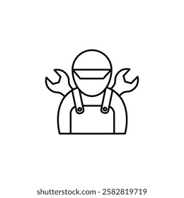 Construction worker icons Flat isolated outline sign