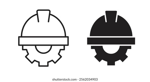 Construction worker icons in flat and line style set.