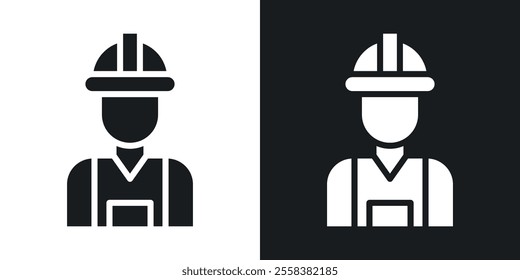 Construction worker icons in solid black and white colors