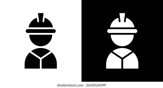 Construction worker icons vector set in solid flat style