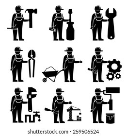 Construction worker icons.vector