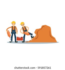 Construction worker illustration. Person in construction, property work, civil engineer theme.