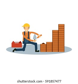 Construction worker illustration. Person in construction, property work, civil engineer theme.