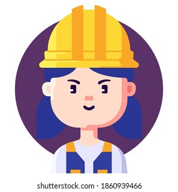 Construction worker job and profession avatar icon. Profile picture for user interface.