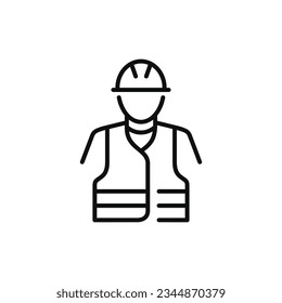 Construction worker line icon isolated on white background. Worker icon. Builder icon