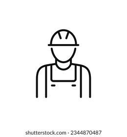 Construction worker line icon isolated on white background. Worker icon. Builder icon