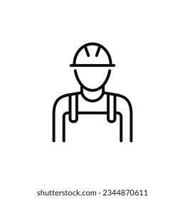 Construction worker line icon isolated on white background. Worker icon. Builder icon