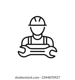 Bauarbeiter-Linie Symbol einzeln auf weißem Hintergrund. Arbeitersymbol. Builder-Symbol