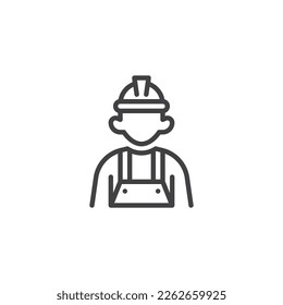 Bauarbeiter-Liniensymbol. Reparatur Mann in einheitlicher Linie Stil Zeichen für mobiles Konzept und Web-Design. Vektorsymbol des Ingenieurs Symbol, Logo-Abbildung. Vektorgrafik