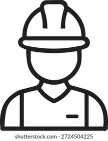Ícone de segurança do trabalhador de construção usando o capacete de segurança, Avatar do engenheiro industrial, símbolo de proteção do trabalhador para construção, fábrica, engenharia e conceito de segurança