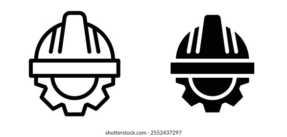 Construction worker liner icon vector set.