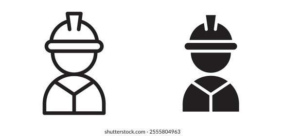 Construction worker liner icon vector set.