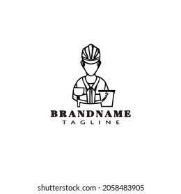 construction worker logo cartoon icon design template modern isolated vector illustration