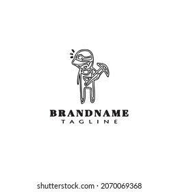 Zeichentrickfilm-Symbol für Bauarbeiter-Logo-Design-Vorlage schwarz, moderne einzelne Vektorgrafik