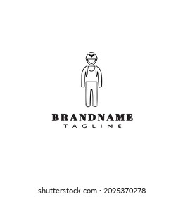 construction worker logo icon cartoon design template modern vector illustration