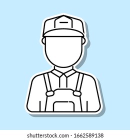 Construction worker man avatar sticker icon. Simple thin line, outline vector of avatar icons for ui and ux, website or mobile application