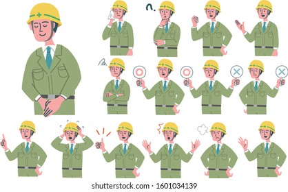 Construction worker man gesture illustration