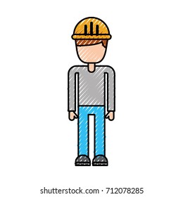 construction worker man with helmet character