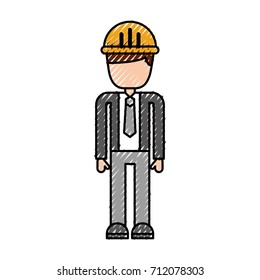 construction worker man with helmet character
