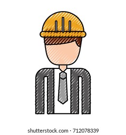 construction worker man with helmet character