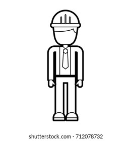 construction worker man with helmet character