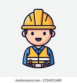 Construction Worker Mascot Character Wearing Safety Vest