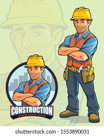 Construction worker mascot design for construction companies